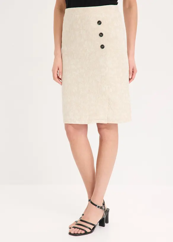 Jupe en jacquard de coton et lin, bonprix
