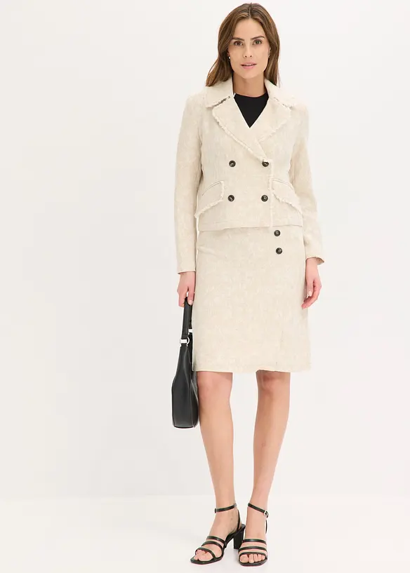 Jupe en jacquard de coton et lin, bonprix