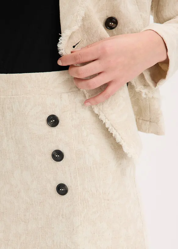 Jupe en jacquard de coton et lin, bonprix