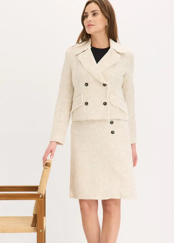 Jupe en jacquard de coton et lin, bonprix