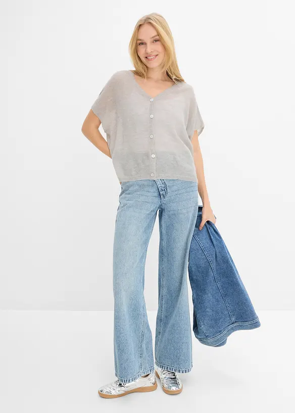 Cardigan oversize &agrave; manches courtes, bonprix
