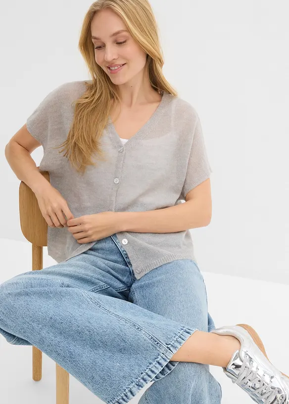 Cardigan oversize &agrave; manches courtes, bonprix