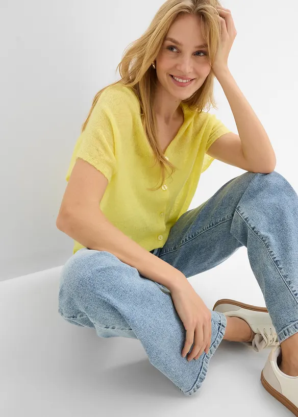 Cardigan oversize &agrave; manches courtes, bonprix