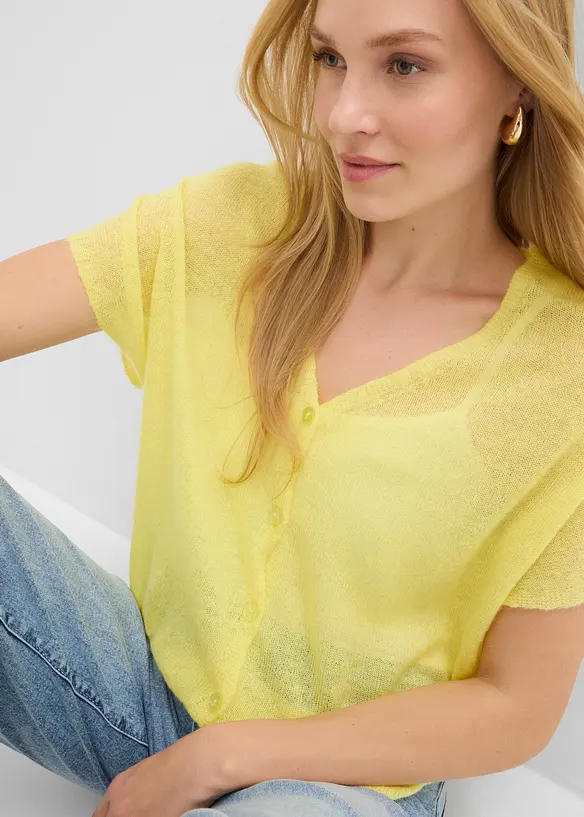 Cardigan oversize &agrave; manches courtes, bonprix