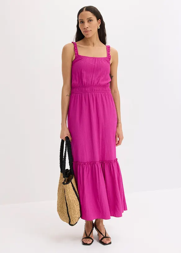 Robe longue en jersey textur&eacute;, bonprix