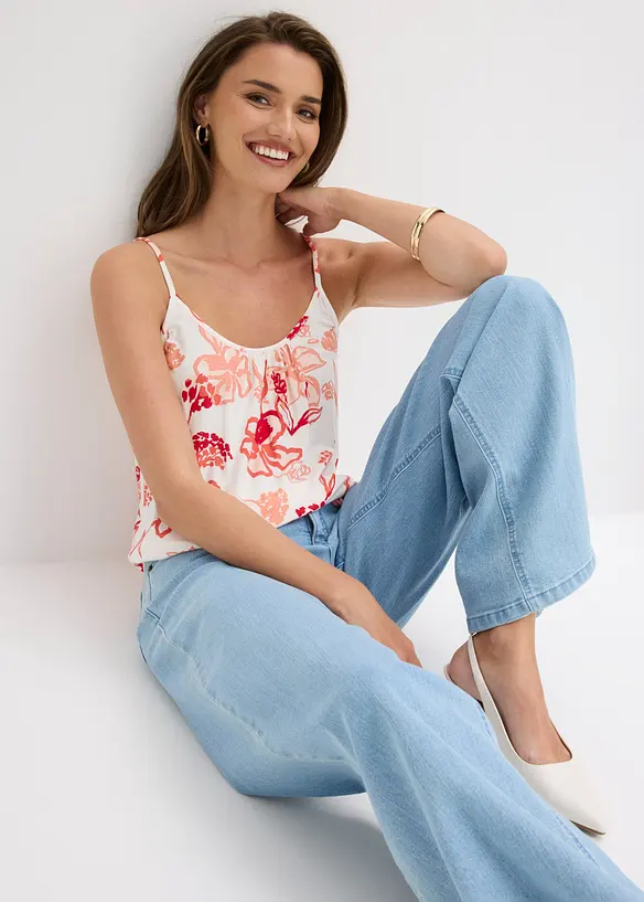 Top &agrave; fines bretelles en viscose extensible douce, bonprix