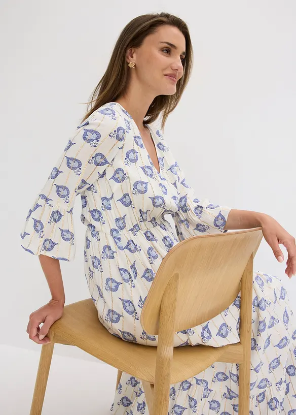 Robe longue en viscose textur&eacute;e &agrave; effet brillant, bonprix