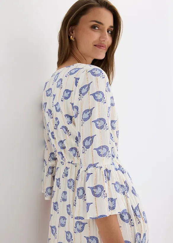 Robe longue en viscose textur&eacute;e &agrave; effet brillant, bonprix