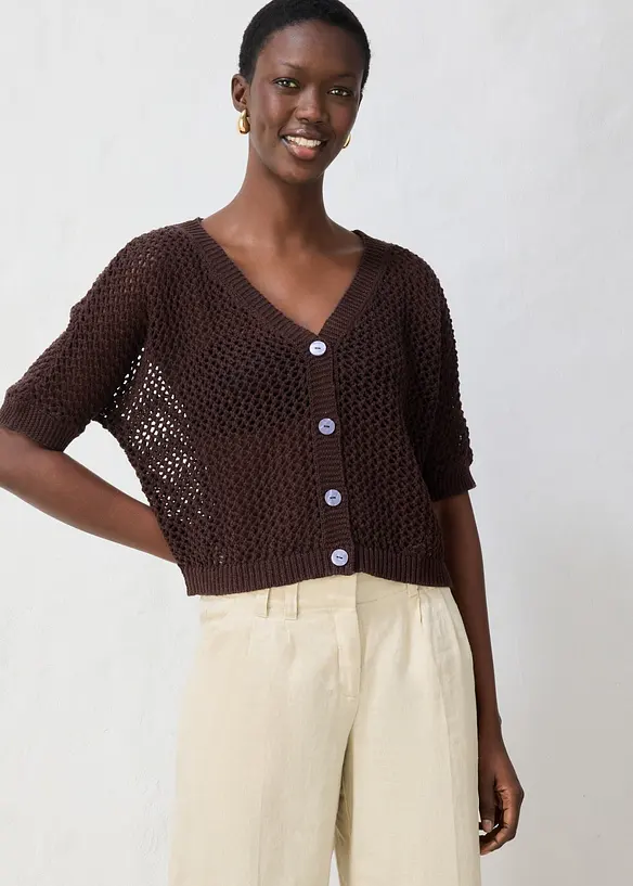 Gilet en maille ajour&eacute;e, bonprix