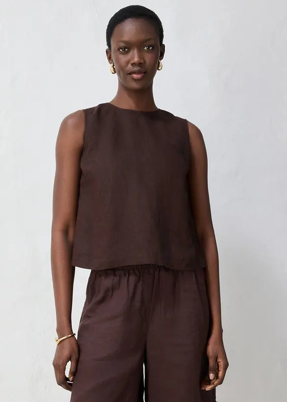 Kurzes Top aus reinem Leinen, bonprix