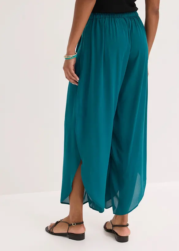 Pantalon palazzo fendu sur les c&ocirc;t&eacute;s, bonprix