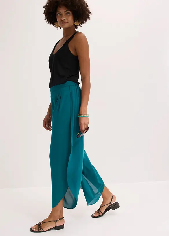 Pantalon palazzo fendu sur les c&ocirc;t&eacute;s, bonprix