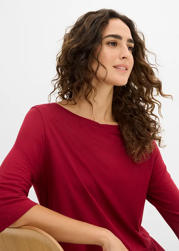 Longshirt aus Viskose mit Volant, bonprix