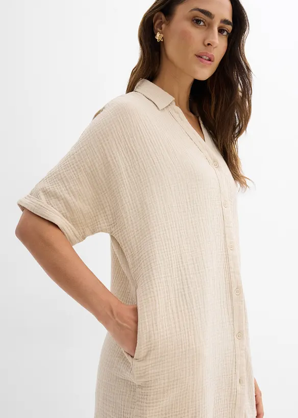 Oversize-Longbluse aus softem Musselin, bonprix