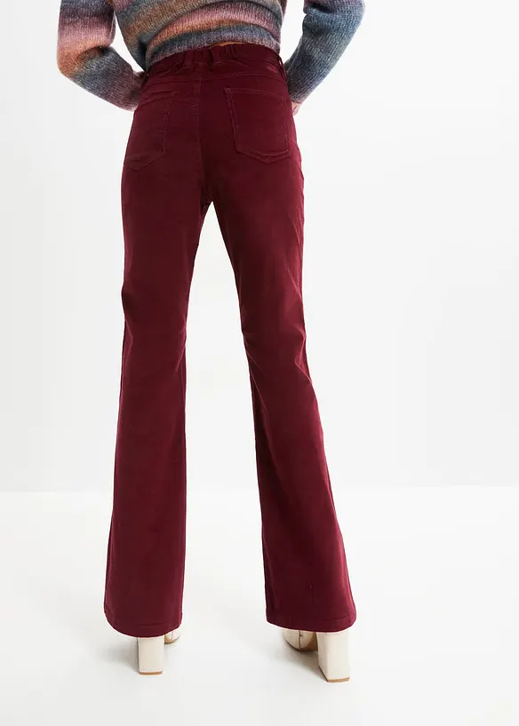 Pantalon en velours c&ocirc;tel&eacute; extensible avec taille haute confortable, bonprix