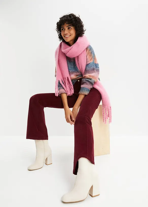 Pantalon en velours c&ocirc;tel&eacute; extensible avec taille haute confortable, bonprix