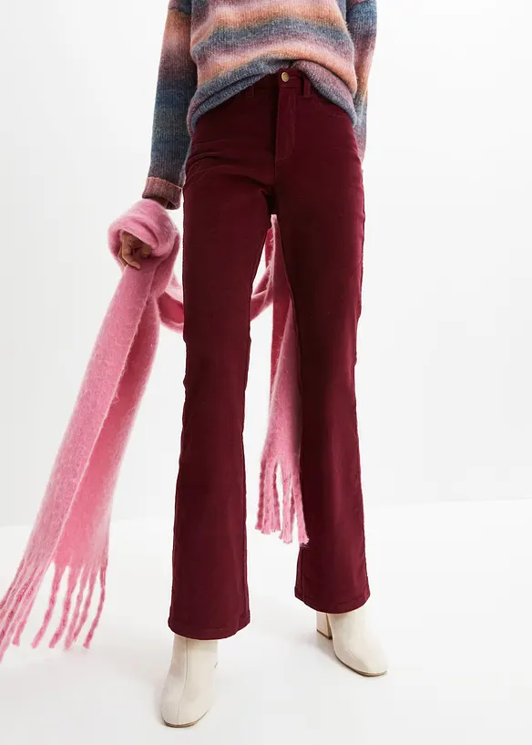 Pantalon en velours c&ocirc;tel&eacute; extensible avec taille haute confortable, bonprix