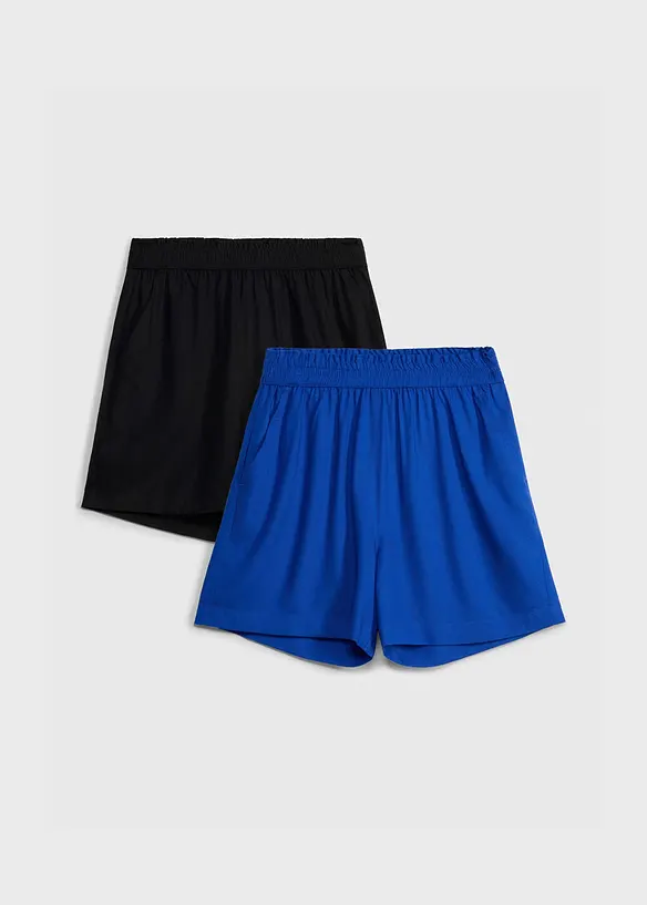 Lot de 2 shorts en viscose &agrave; taille &eacute;lastiqu&eacute;e, bonprix
