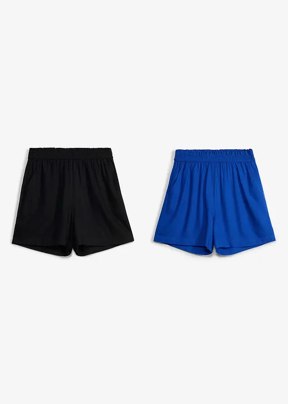 Lot de 2 shorts en viscose &agrave; taille &eacute;lastiqu&eacute;e, bonprix
