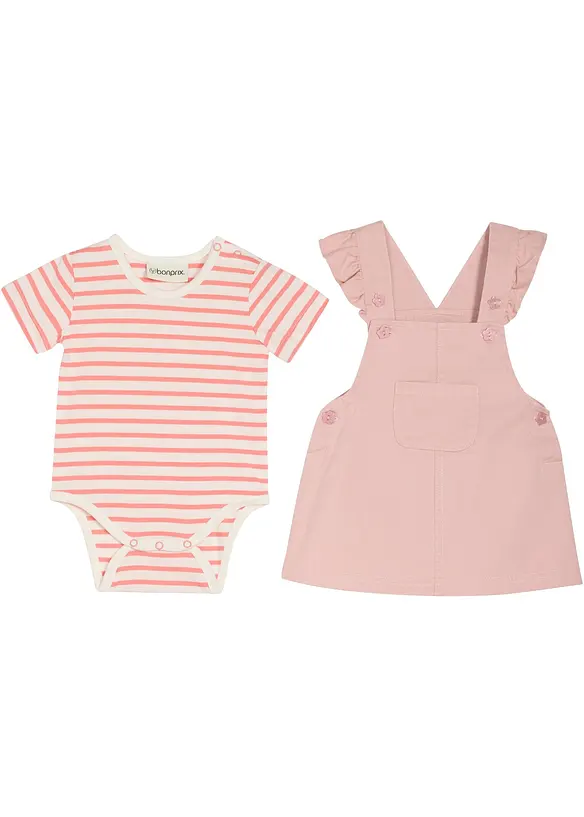 Body et robe salopette 100% coton (ens. 2&nbsp;pces), bonprix