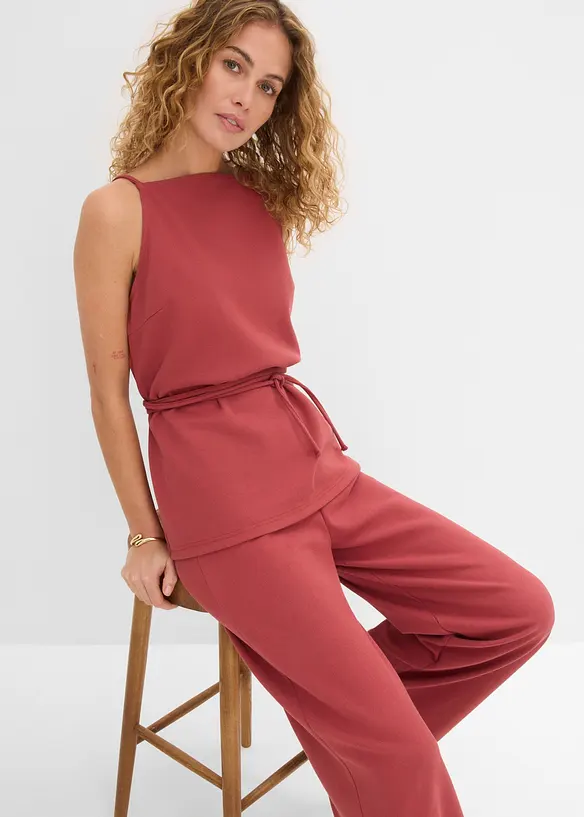 Pantalon large en maille piqu&eacute;e, bonprix