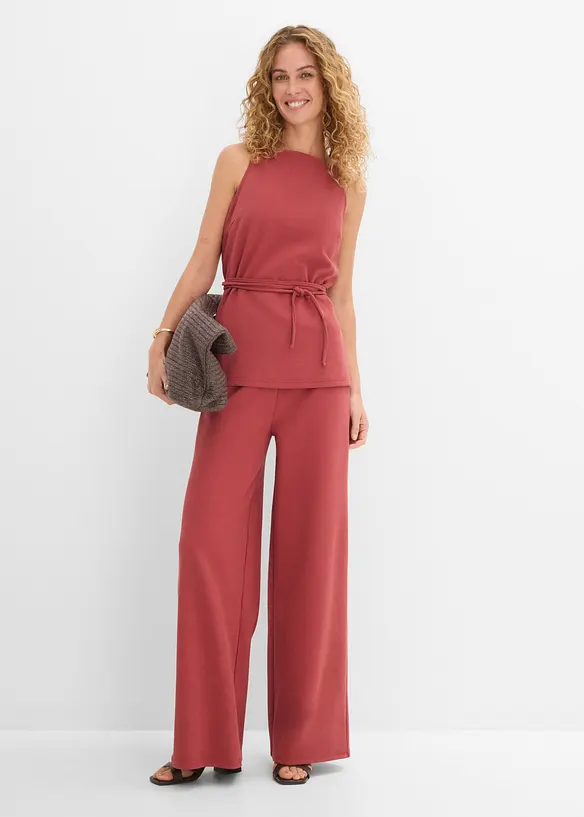 Pantalon large en maille piqu&eacute;e, bonprix
