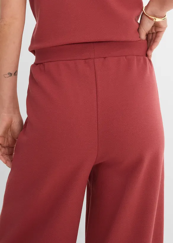 Pantalon large en maille piqu&eacute;e, bonprix