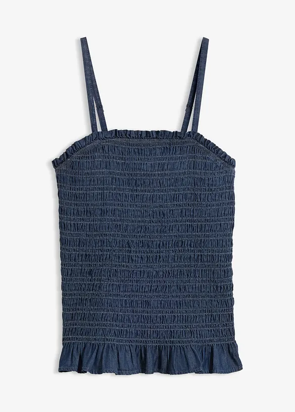 Top bretelles spaghetti en jean, bonprix