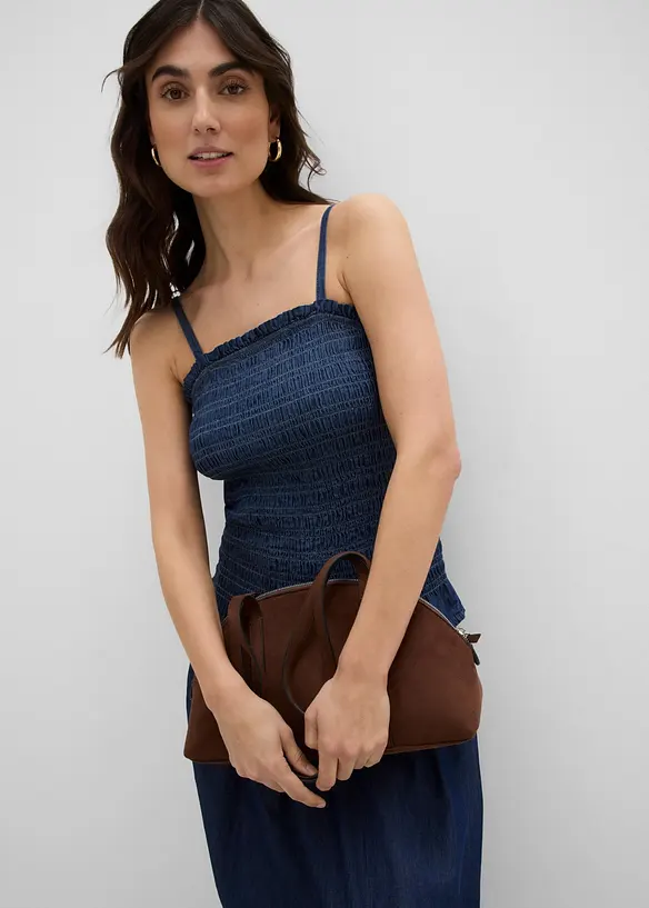 Top bretelles spaghetti en jean, bonprix