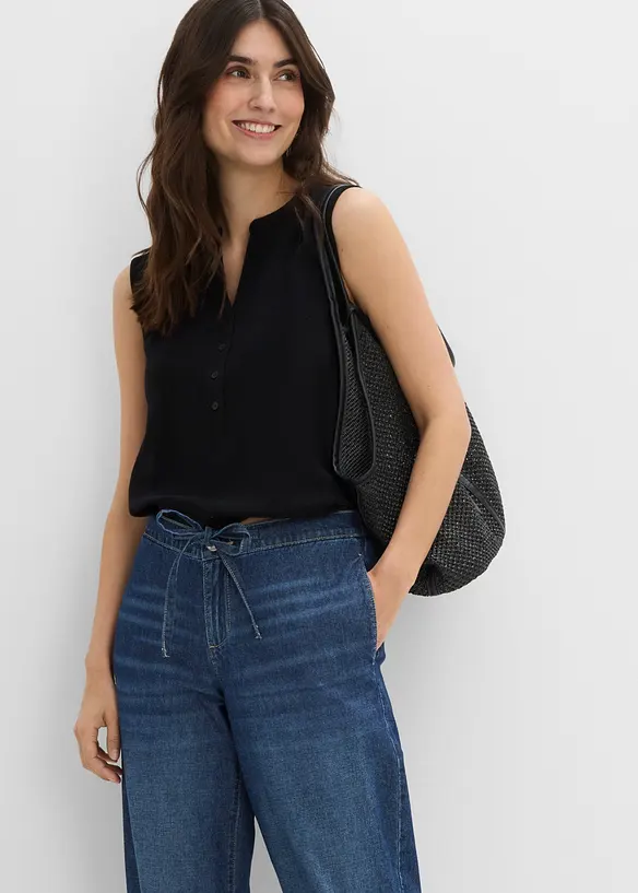 Jean barrel taille mi-haute, cropped, bonprix