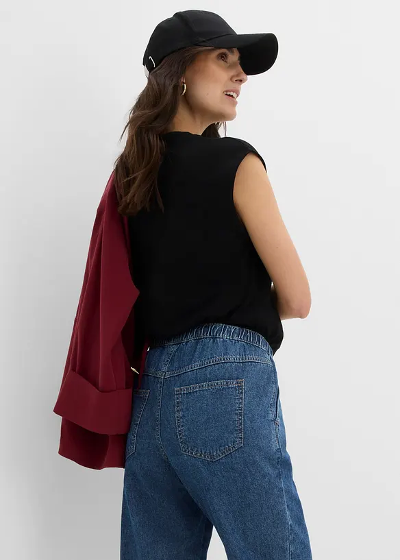 Jean barrel taille mi-haute, cropped, bonprix