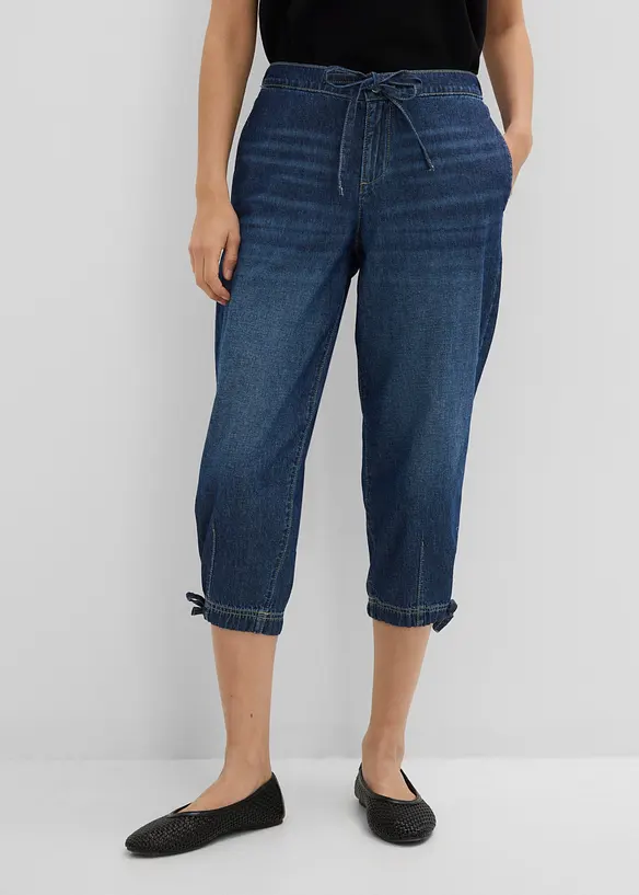 Jean barrel taille mi-haute, cropped, bonprix