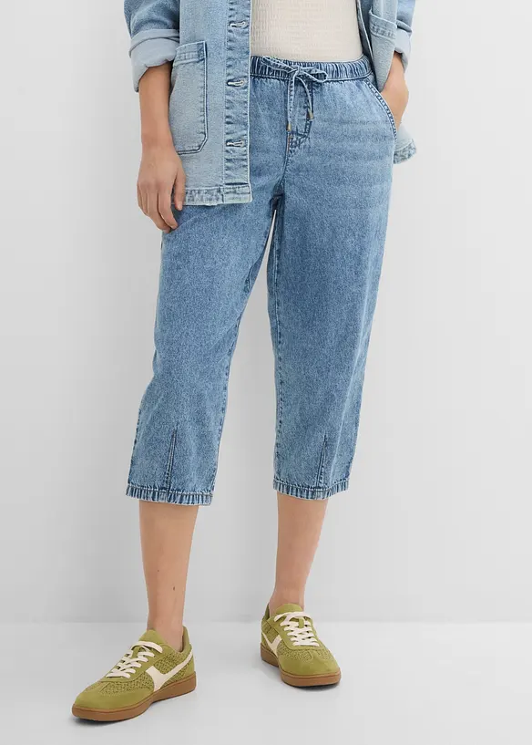 Jean barrel taille mi-haute, cropped, bonprix