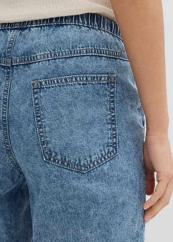 Jean barrel taille mi-haute, cropped, bonprix