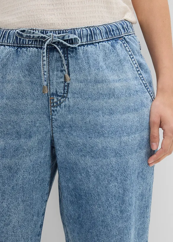 Jean barrel taille mi-haute, cropped, bonprix