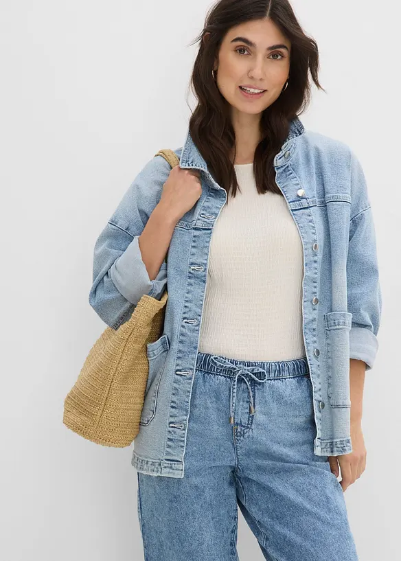 Jean barrel taille mi-haute, cropped, bonprix