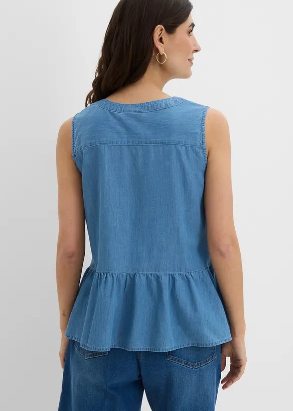 Jeans-Blusentop aus Bio-Baumwolle, bonprix