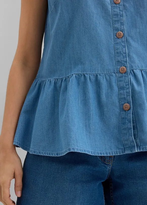 Jeans-Blusentop aus Bio-Baumwolle, bonprix