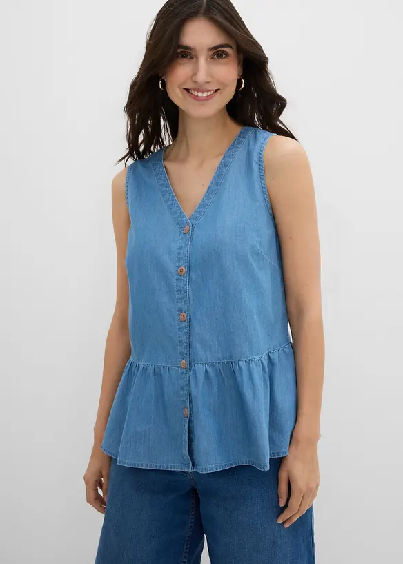 Jeans-Blusentop aus Bio-Baumwolle, bonprix