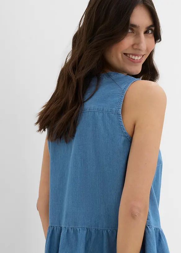Jeans-Blusentop aus Bio-Baumwolle, bonprix