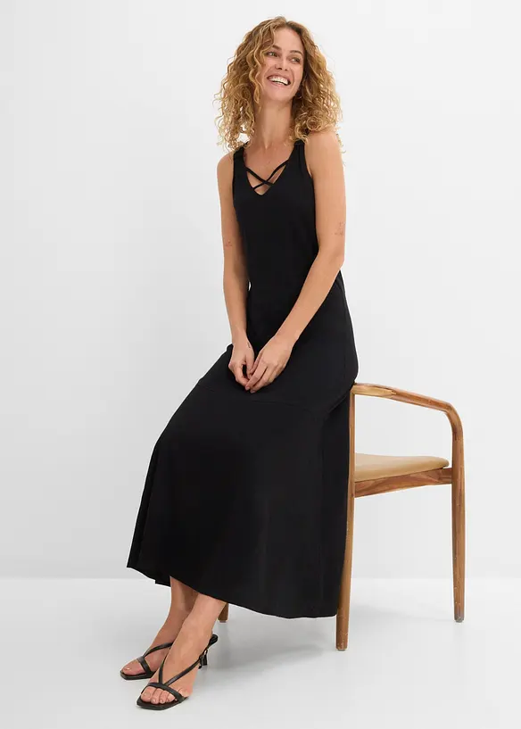 Robe longue 100% coton &agrave; bretelles, bonprix