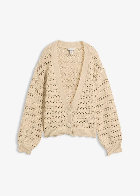 Cardigan ajour&eacute; 100% coton, bonprix