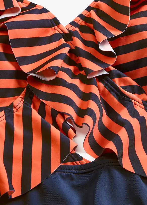 Maillot 1 pi&egrave;ce &agrave; volants et d&eacute;coupe, bonprix