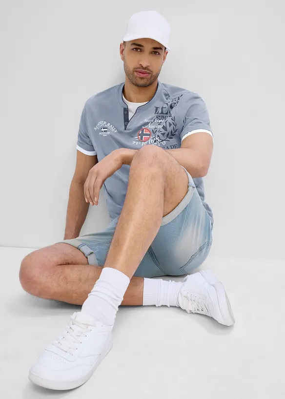 T-shirt col tunisien 100% coton, bonprix