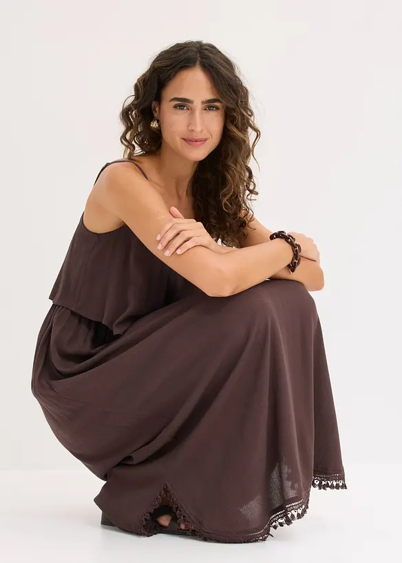 Robe longue en viscose textur&eacute;e, bonprix