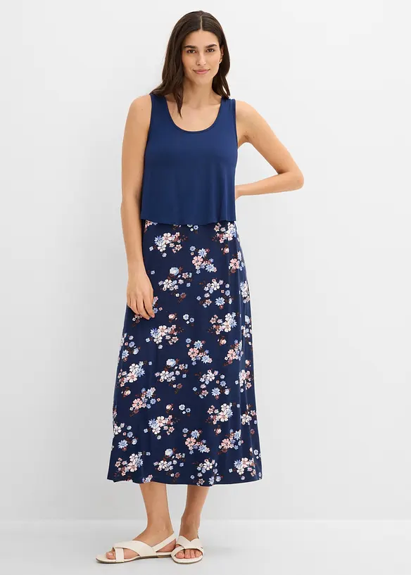Shirt-Maxikleid aus feiner Viskose, bonprix