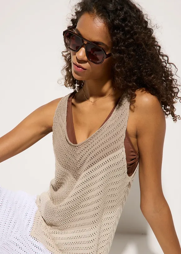 Robe de plage en maille l&eacute;g&egrave;re, bonprix