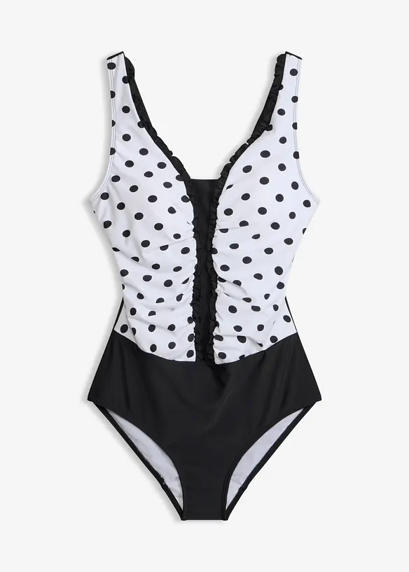 Maillot 1 pi&egrave;ce sculptant &agrave; fronces, maintien mod&eacute;r&eacute;, bonprix
