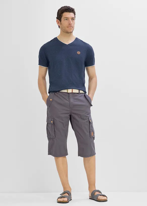 T-shirt col V double &eacute;paisseur, bonprix