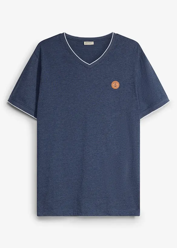 T-shirt col V double &eacute;paisseur, bonprix